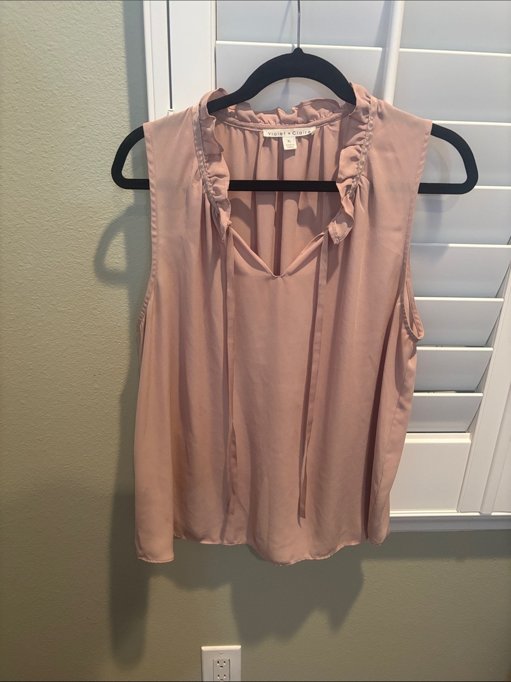 Violet & Claire Sleeveless Tie-Neck Ruffle Camisole - Blush Pink